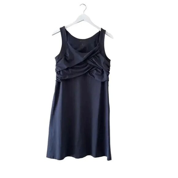 Athleta Women s Tank Dress Wicking  Charcoal Draped Thick Fabric  SZ L #1625 - Picture 1 of 15